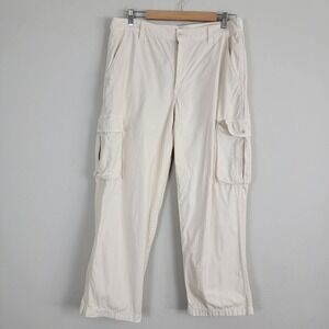 Madewell Cargo Pants Womens Size 30 Cream Cotton High Rise Pockets Preppy Hippie